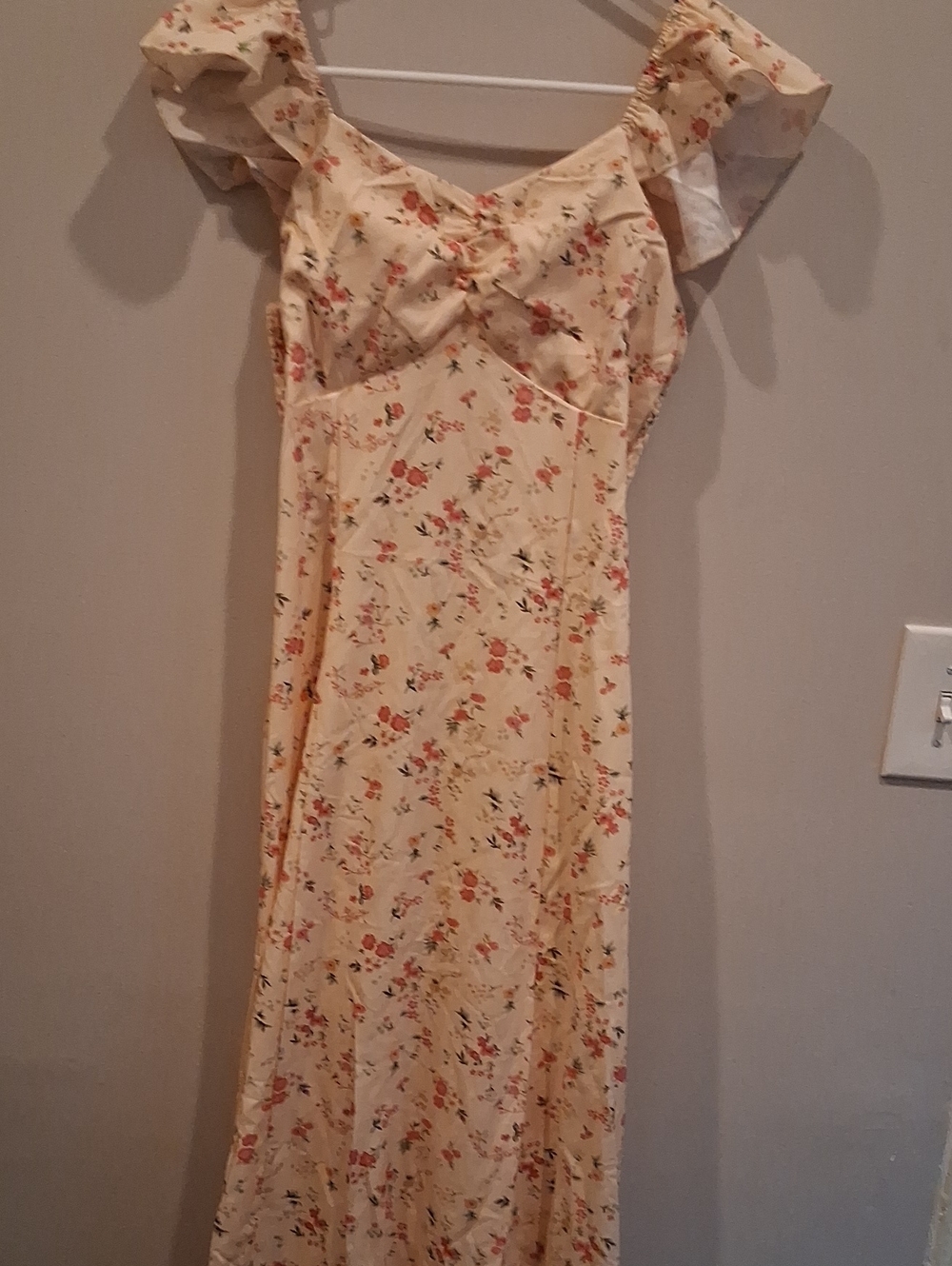 Yellow Floral Off-Shoulder Maxi Dress